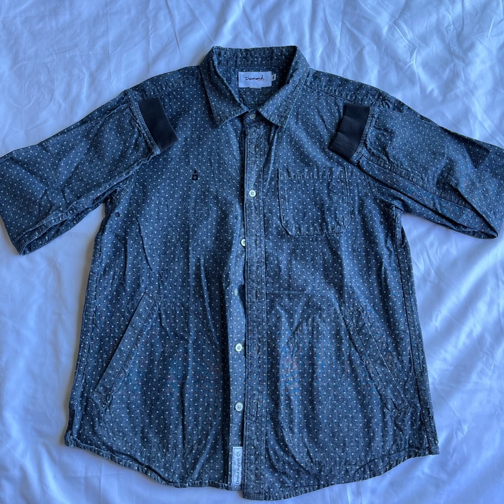 Mens long sleeve causal button down shirt.Color is denim blue